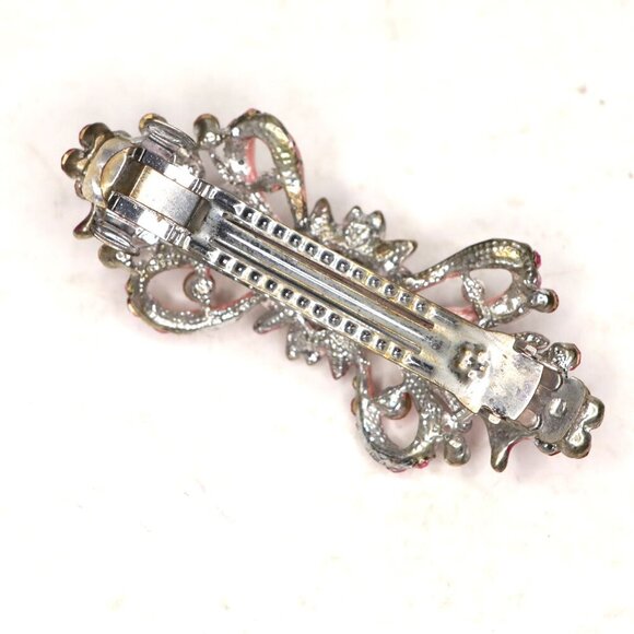 Rhinestone Pink Hair Clip Barrette Prom Party Wedding Bridal Gem - Picture 6 of 7